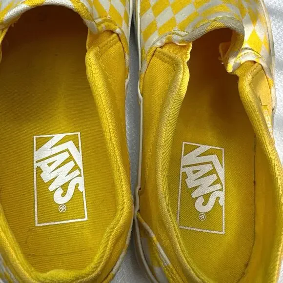 VANS Off The Wall Checkerboard Women's Size 7 Slip-On Sneaker Yellow & White - Picture 6 of 7